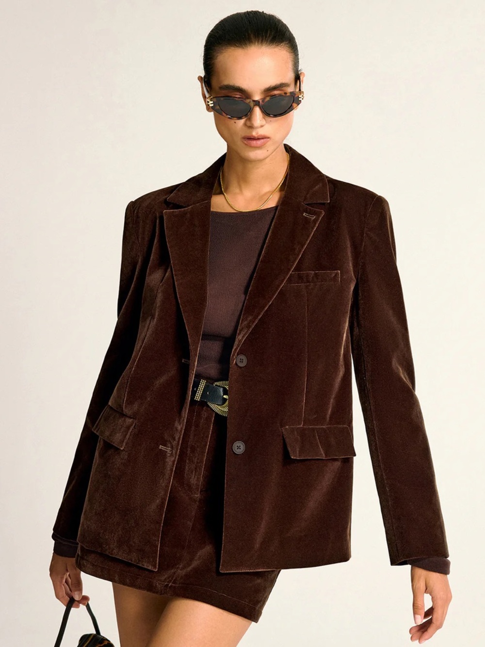 Chocolate Brown Velvet Blazer by Commense